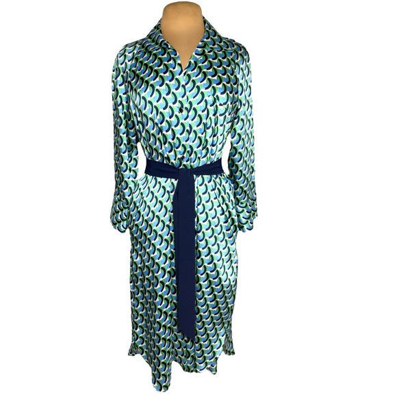 ZARA retro geometric print long sleeve button down shirt dress OVERSIZED Small - Picture 5 of 12